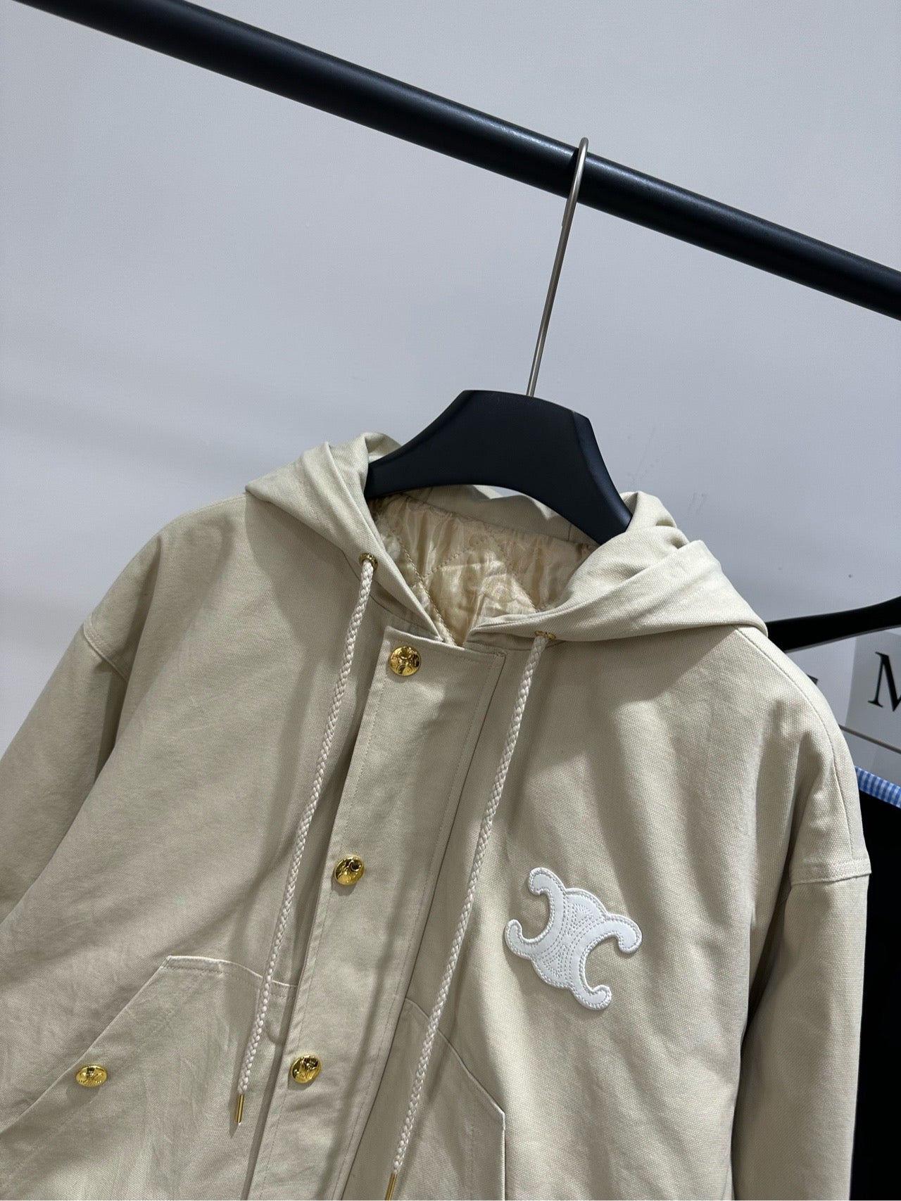 Celine 25 Arc de Trimophe Hooded Jacket Cotton Fabric 320787