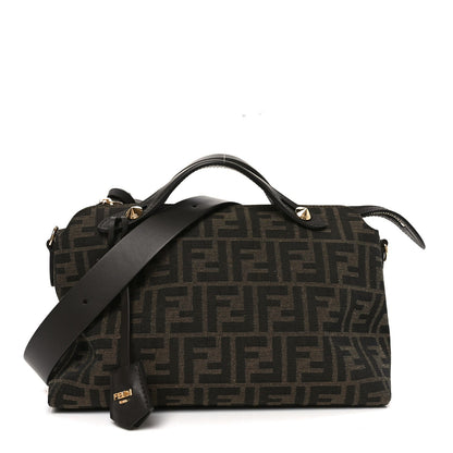 Vitello Grace Jacquard FF Medium By The Way Boston Bag Tobacco Moro Ebano