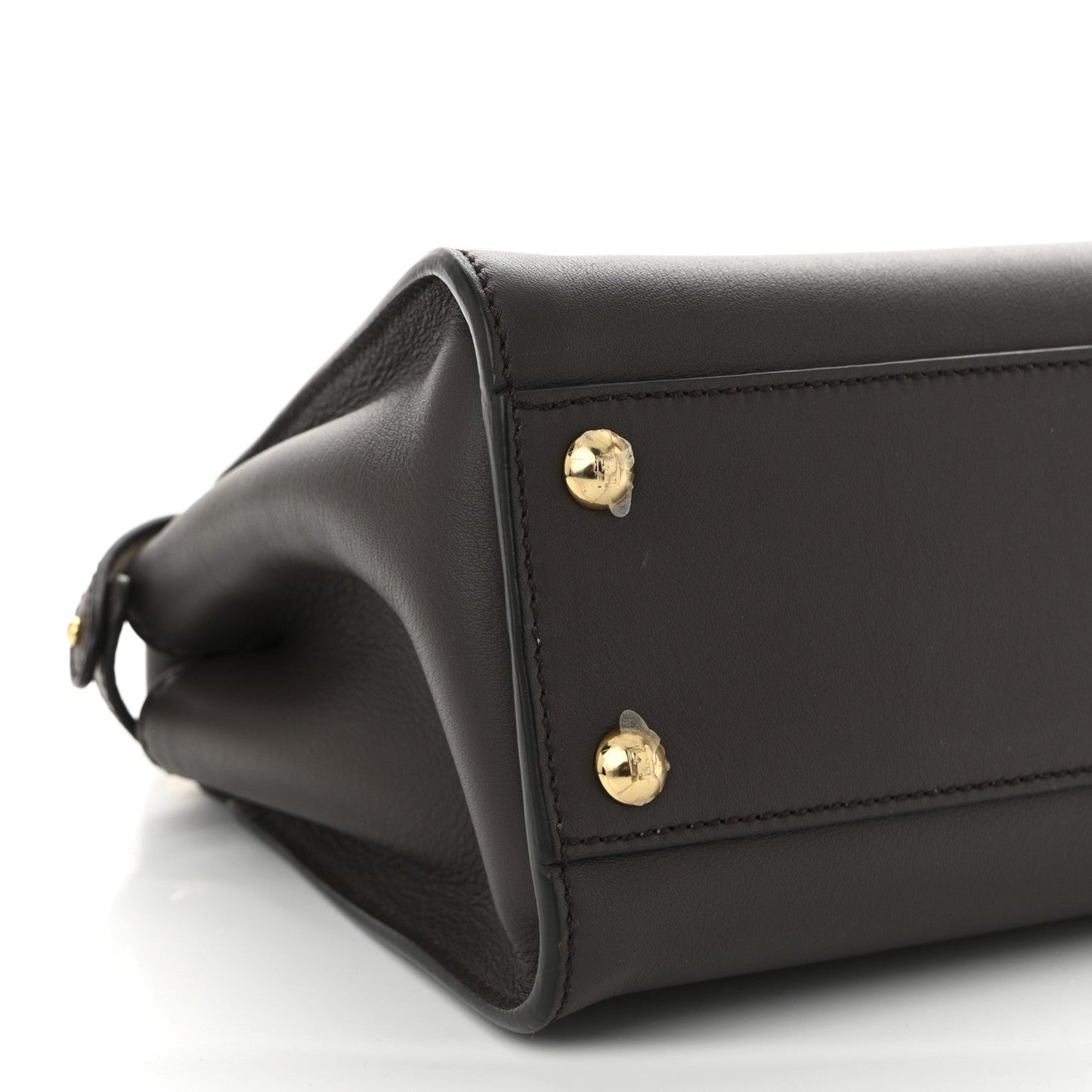 Vitello Seta Suede FF Mini Peekaboo Iconic Satchel Chocolate Sigaro Marrone
