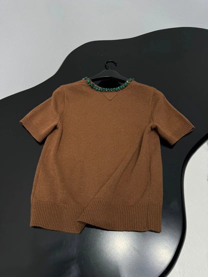 PRADA 25S BEADED CREW NECK SWEATER 314