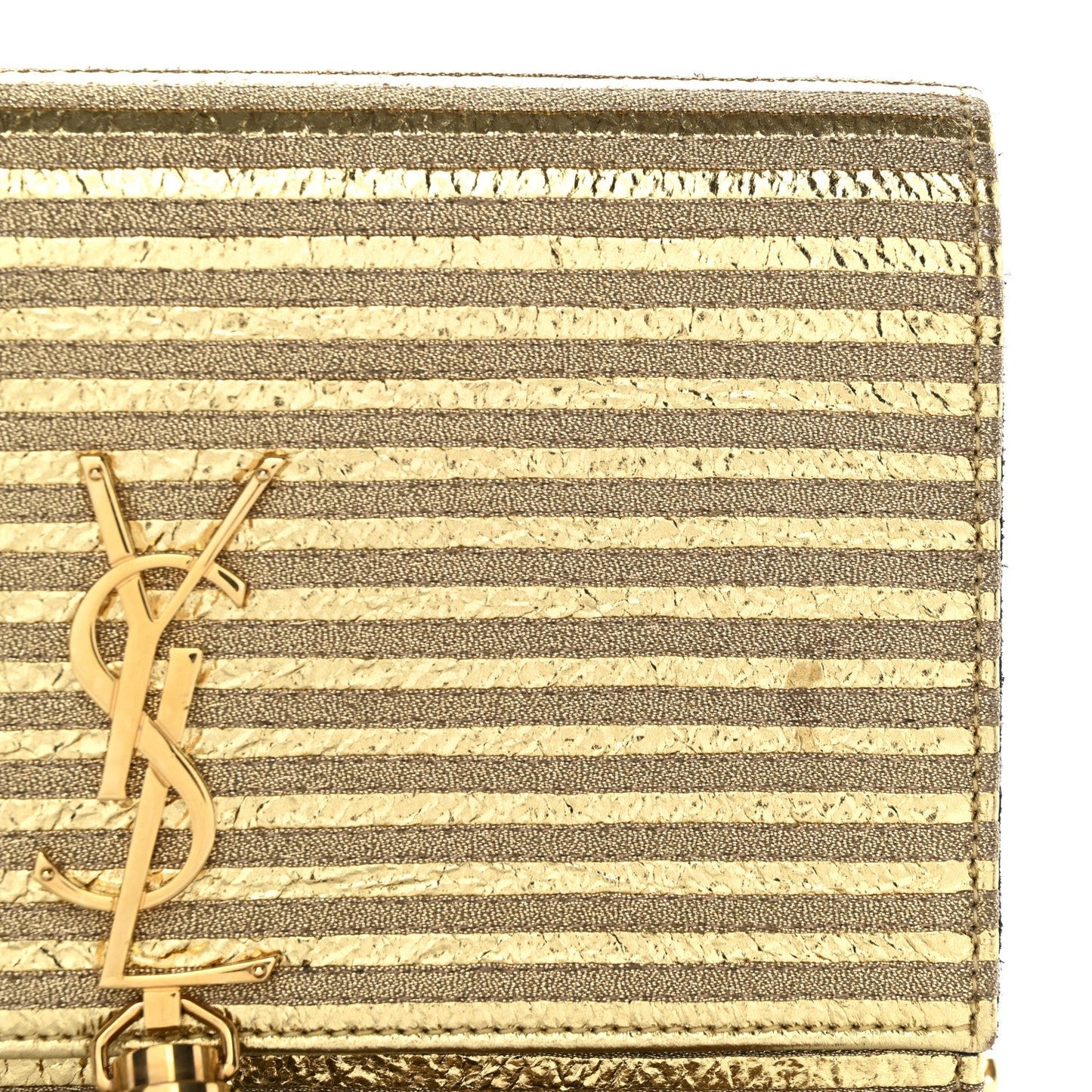 Metallic Goatskin Lambskin Classic Monogram Kate Tassel Chain Wallet Gold