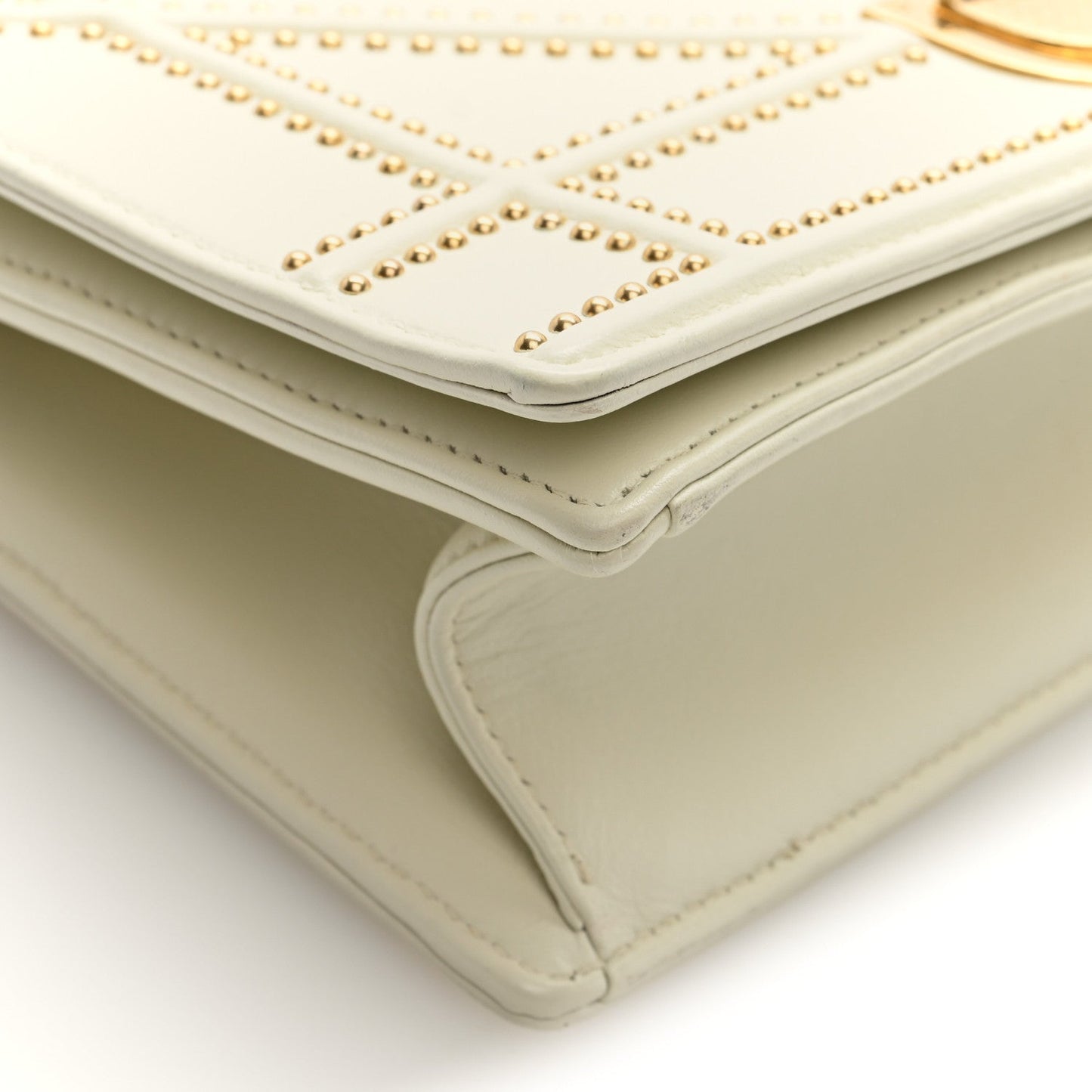 Lambskin Studded Small Diorama Flap Bag Latte