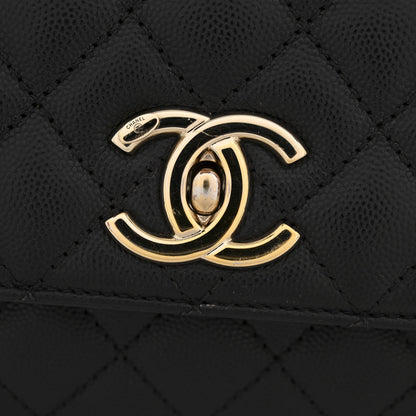 Caviar Quilted Small Coco Handle Flap Black