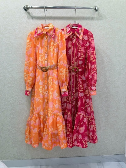 Zimmermann August Pledge Mini Dress Orange Cotton 339890