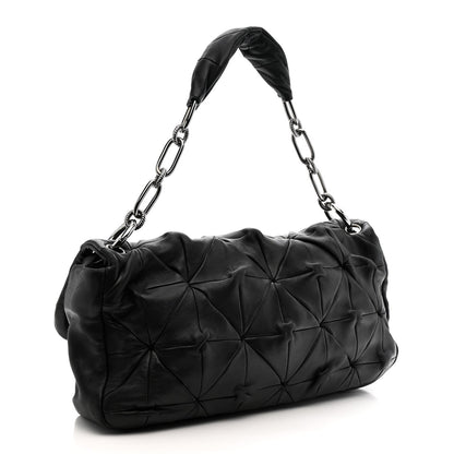 Lambskin Quilted Soft Squares Origami Flap Black