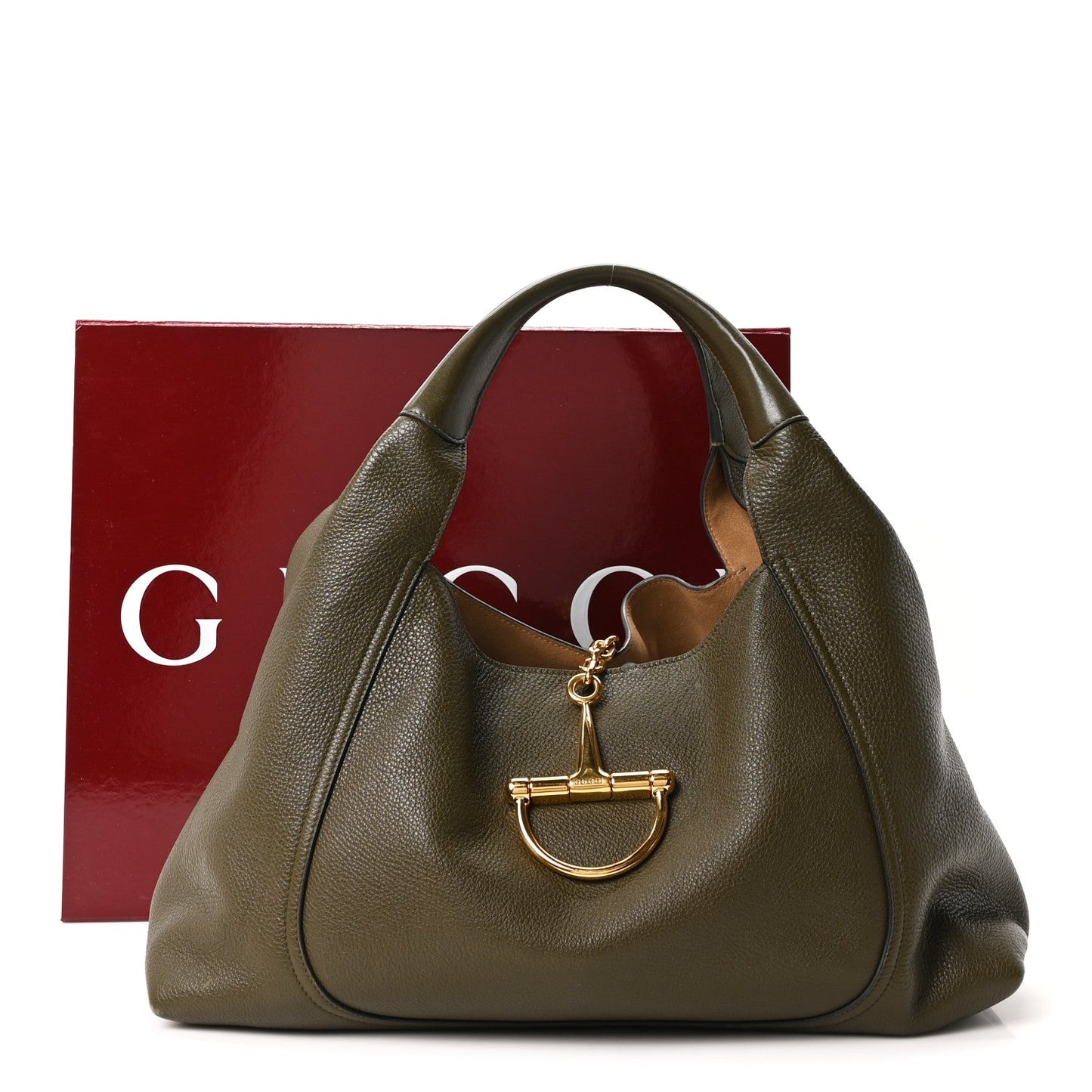 Grained Calfskin Softbit Maxi Shoulder Bag Forest Green