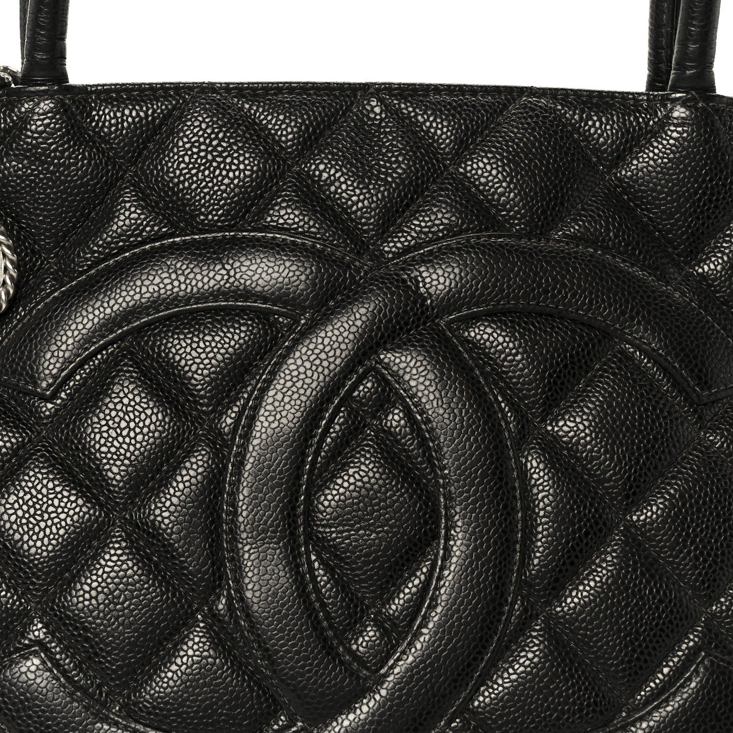 Caviar Quilted Medallion Tote Black