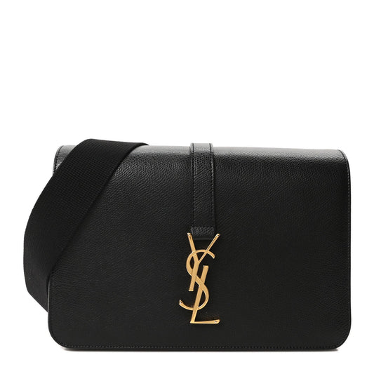 Textured Calfskin Medium Classic Monogram Universite Bag Black