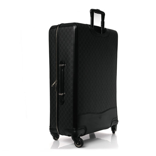 GG Supreme Monogram Large Four Wheel Suitcase Black Grey