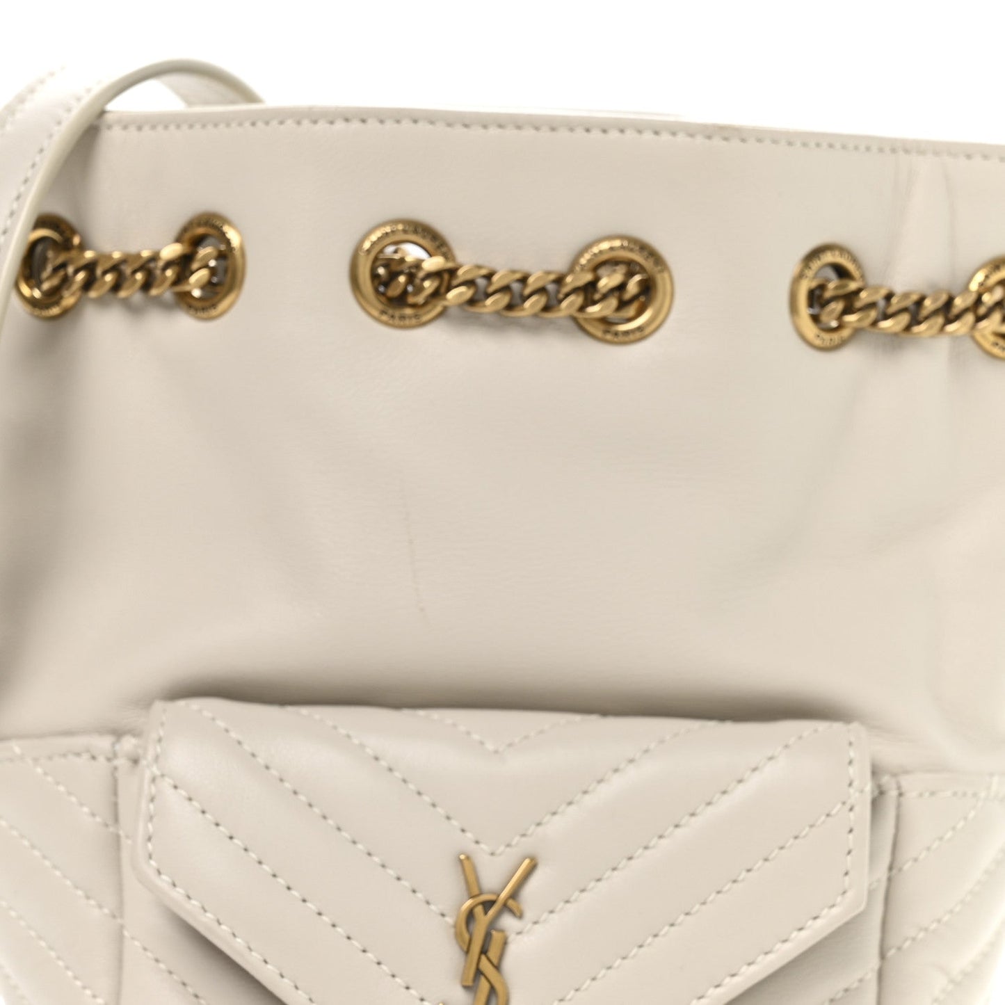 Lambskin Matelasse Monogram Joe Nano Bucket Bag Crema Soft