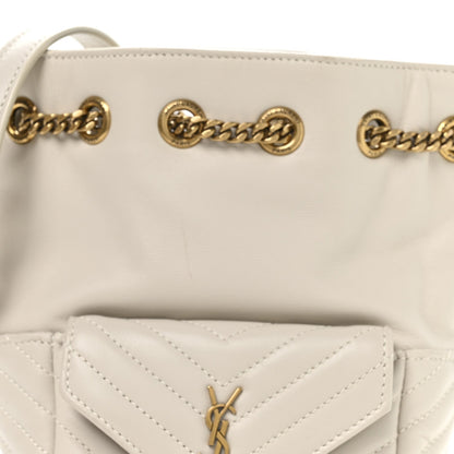 Lambskin Matelasse Monogram Joe Nano Bucket Bag Crema Soft