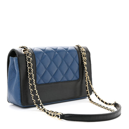 Sheepskin Quilted Small Mademoiselle Flap Black Blue