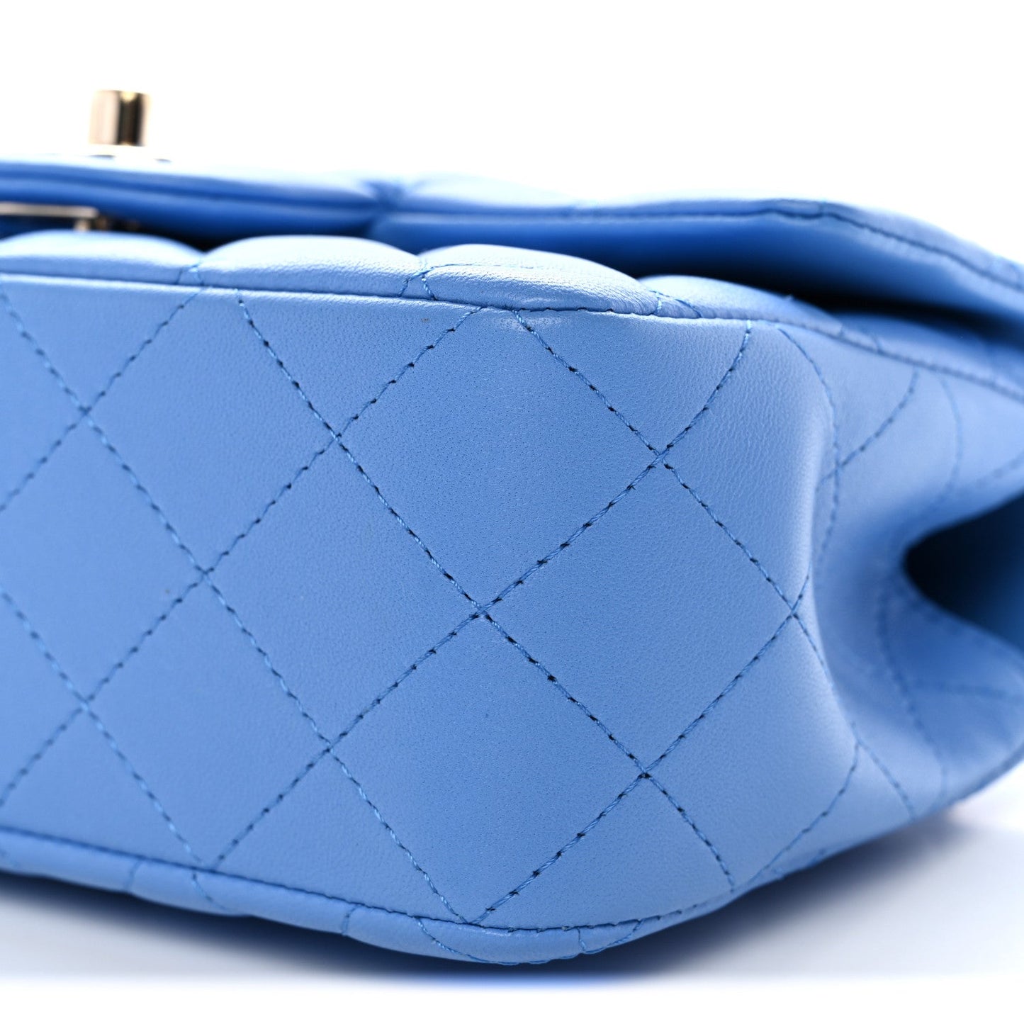 Lambskin Quilted Mini Top Handle Rectangular Flap Blue