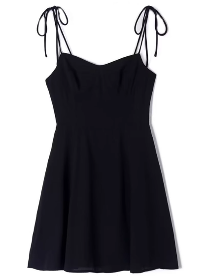2025 summer new sexy petite pure black slim short suspender dress R0946