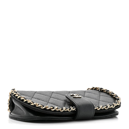 Caviar Quilted Chain Glasses Case Black
