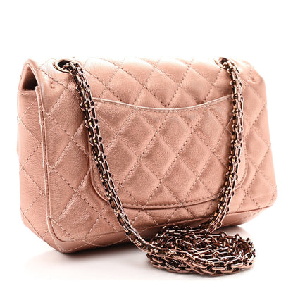 Metallic Grained Calfskin Quilted 2.55 Reissue Mini Flap Copper Pink