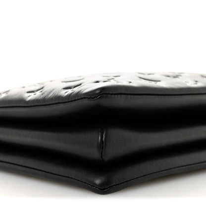 Lambskin Embossed Monogram Coussin MM Black Gray