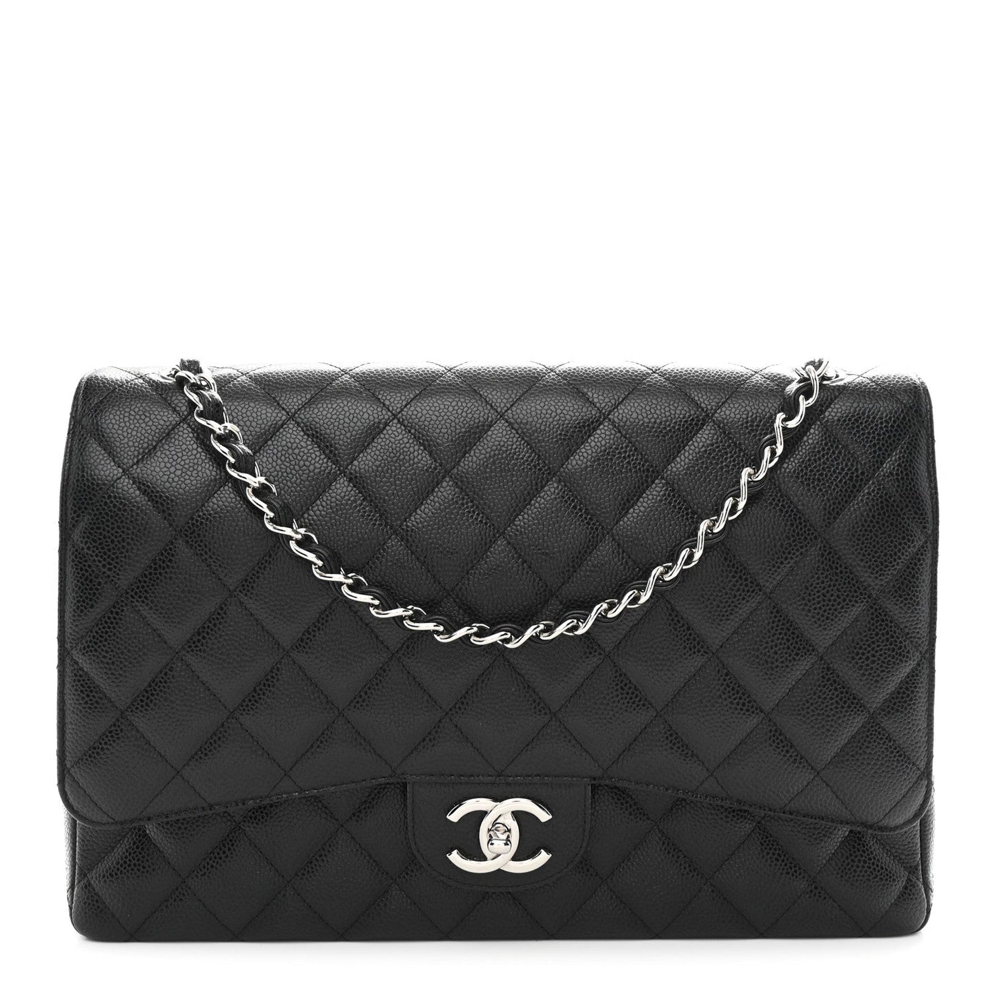 Caviar Quilted Maxi Double Flap Black