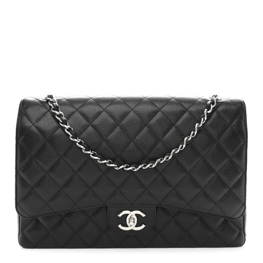 Caviar Quilted Maxi Double Flap Black