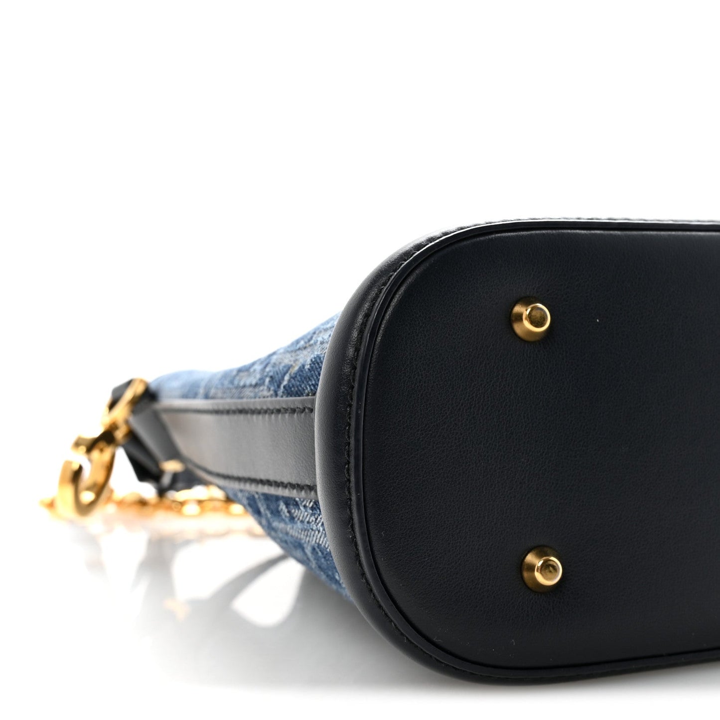 Denim Oblique Jacquard Medium C'est Chain Bucket Bag Denim Blue