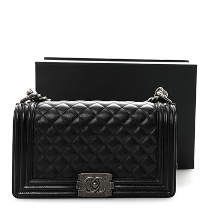 Caviar Quilted Medium Boy Flap Black