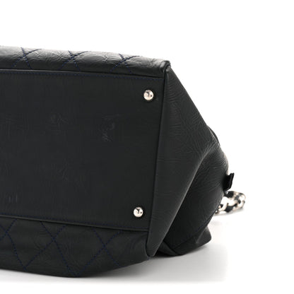 Crinkled Calfskin Grand Timeless Shopping Tote GTT Dark Blue