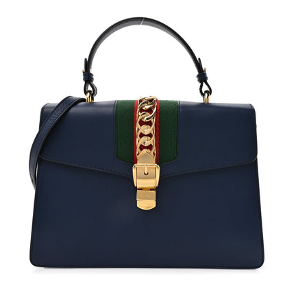 Calfskin Medium Sylvie Top Handle Bag Blue