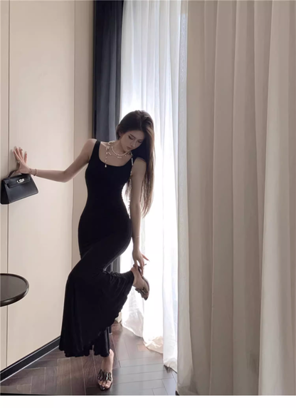 New Back Butterfly Cutout Design Slim Mermaid Spaghetti Strap Dress TP2992