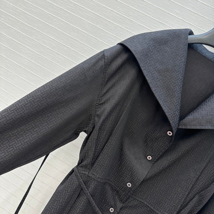Hm Trench Coat H Dark Pattern Black Cotton