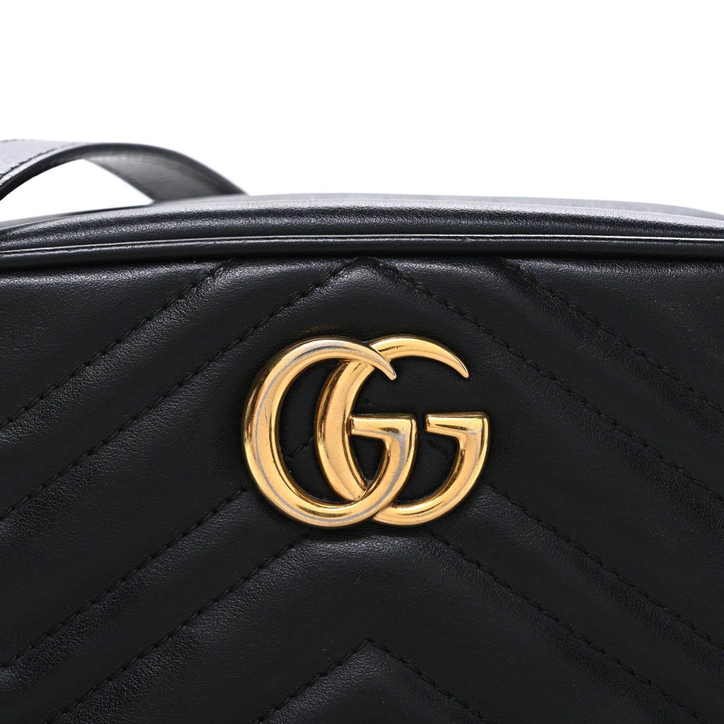 Calfskin Matelasse Mini GG Marmont Chain Shoulder Bag Black
