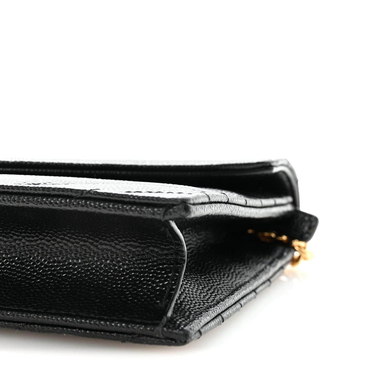 Grain De Poudre Matelasse Chevron Monogram Envelope Chain Wallet Black