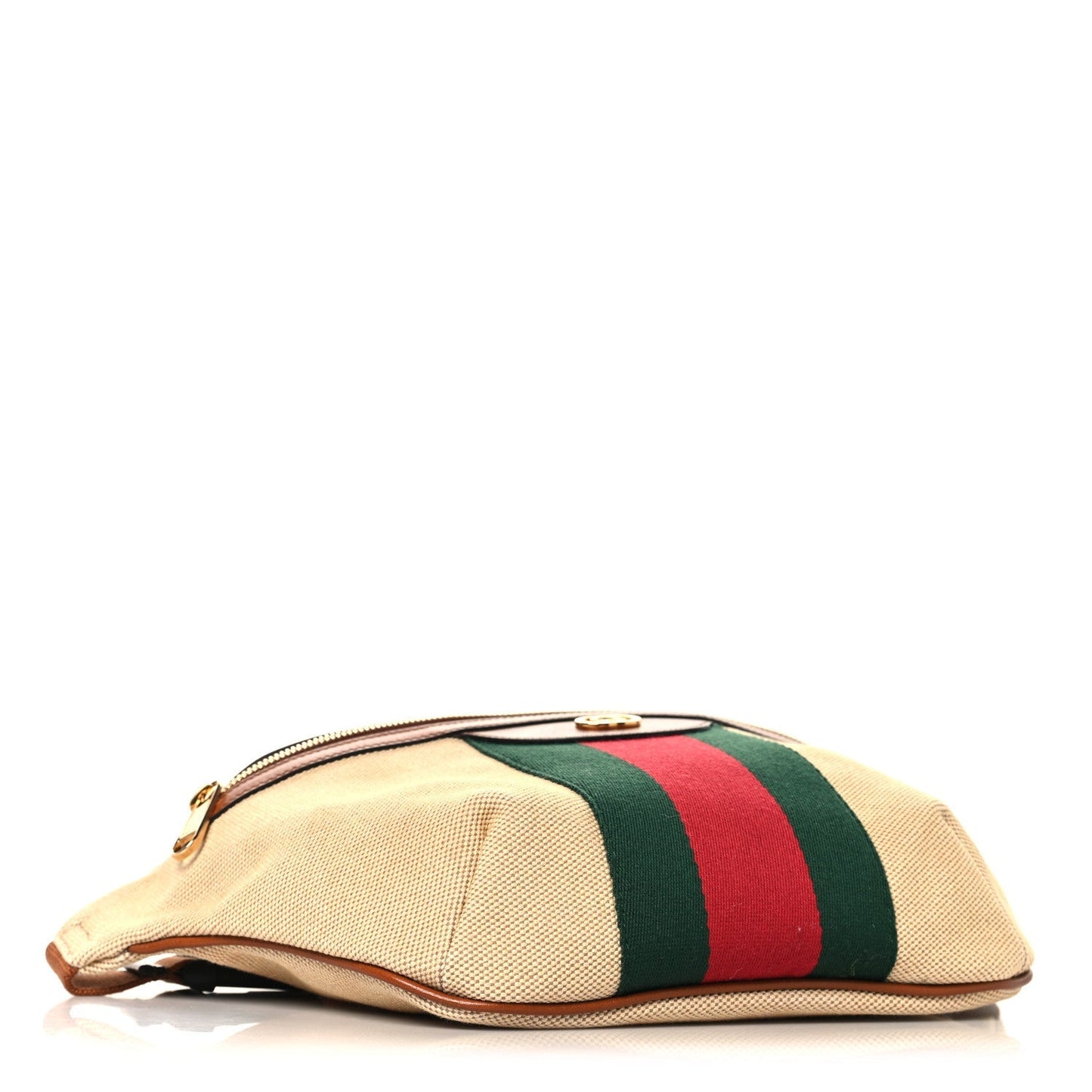 Vintage Canvas Web Belt Bag Sand Cuir