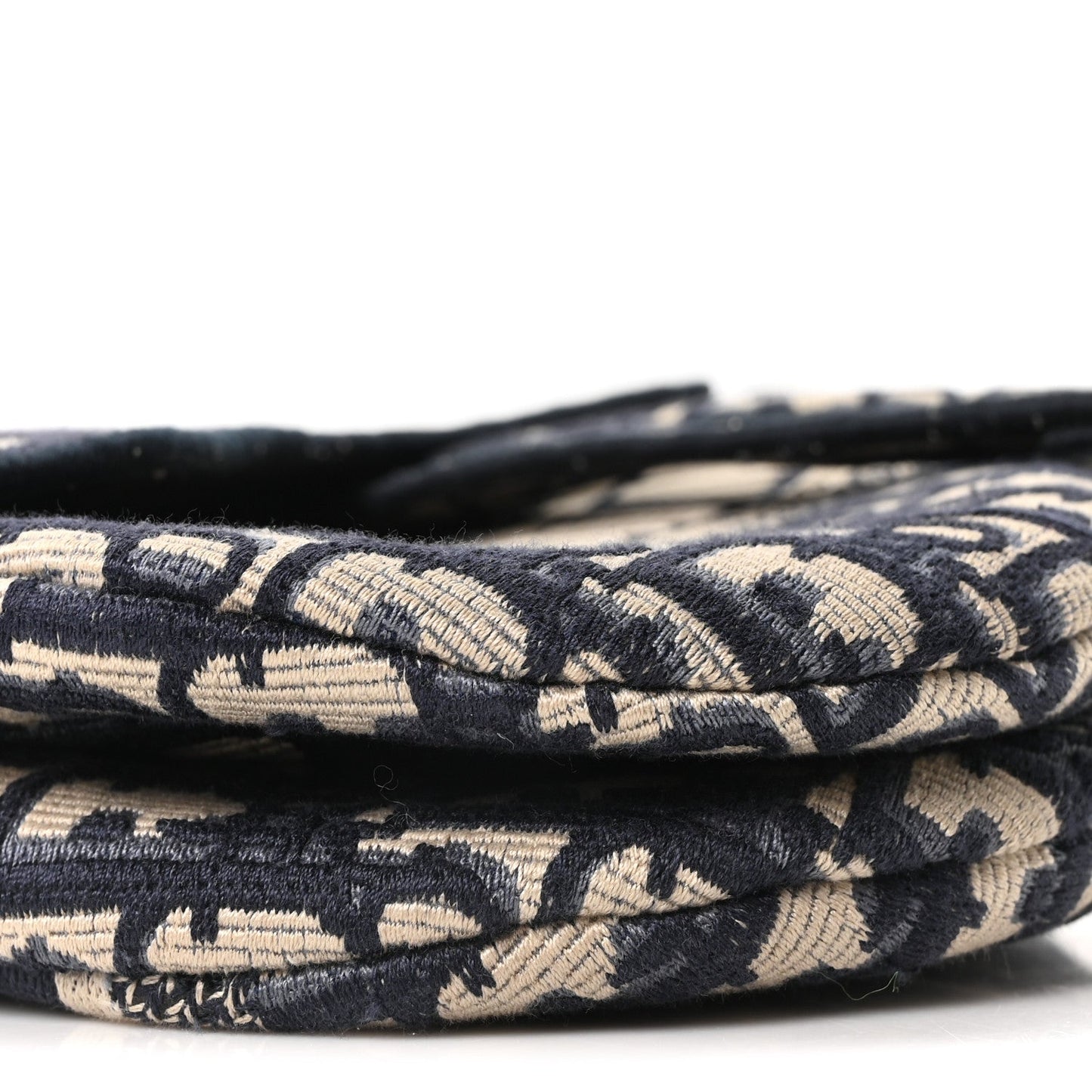 Oblique Embroidered Saddle Bag Blue