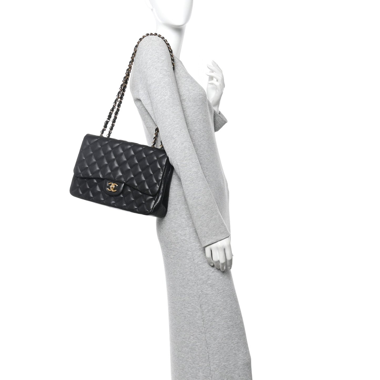 Lambskin Quilted Jumbo Single Flap Black