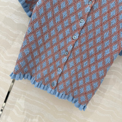 Prada Short-sleeved Shirt Blue mix Orange Cotton Poliamide
