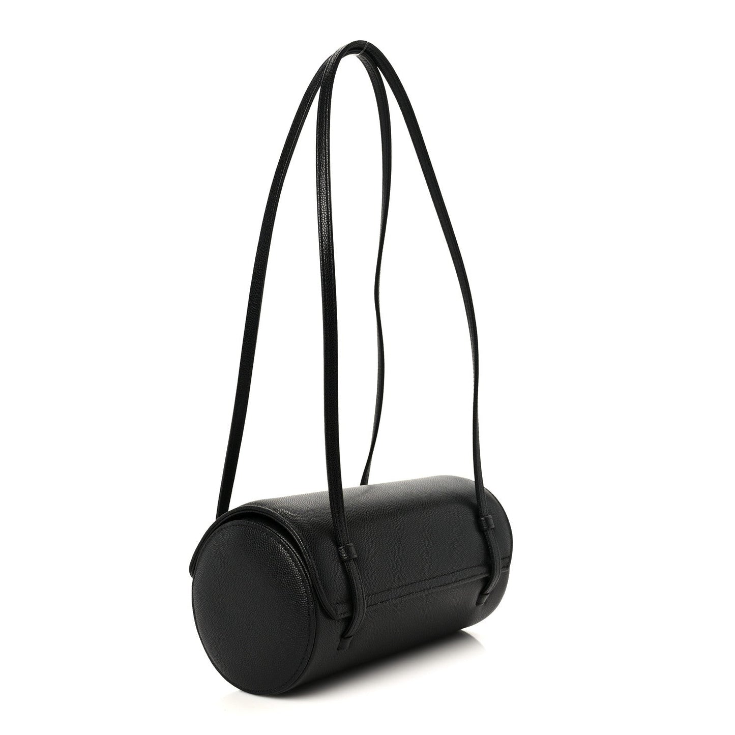 Shiny Caviar Preppy Coco Small Bowling Bag Black