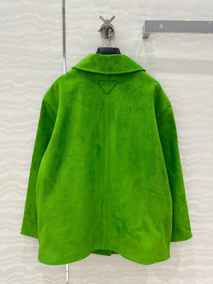 Prada 25 Jacket Green Suede lambskin