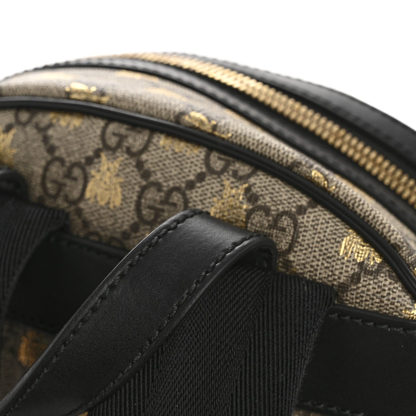 GG Supreme Monogram Bees Print Small Day Backpack Beige Oro Black