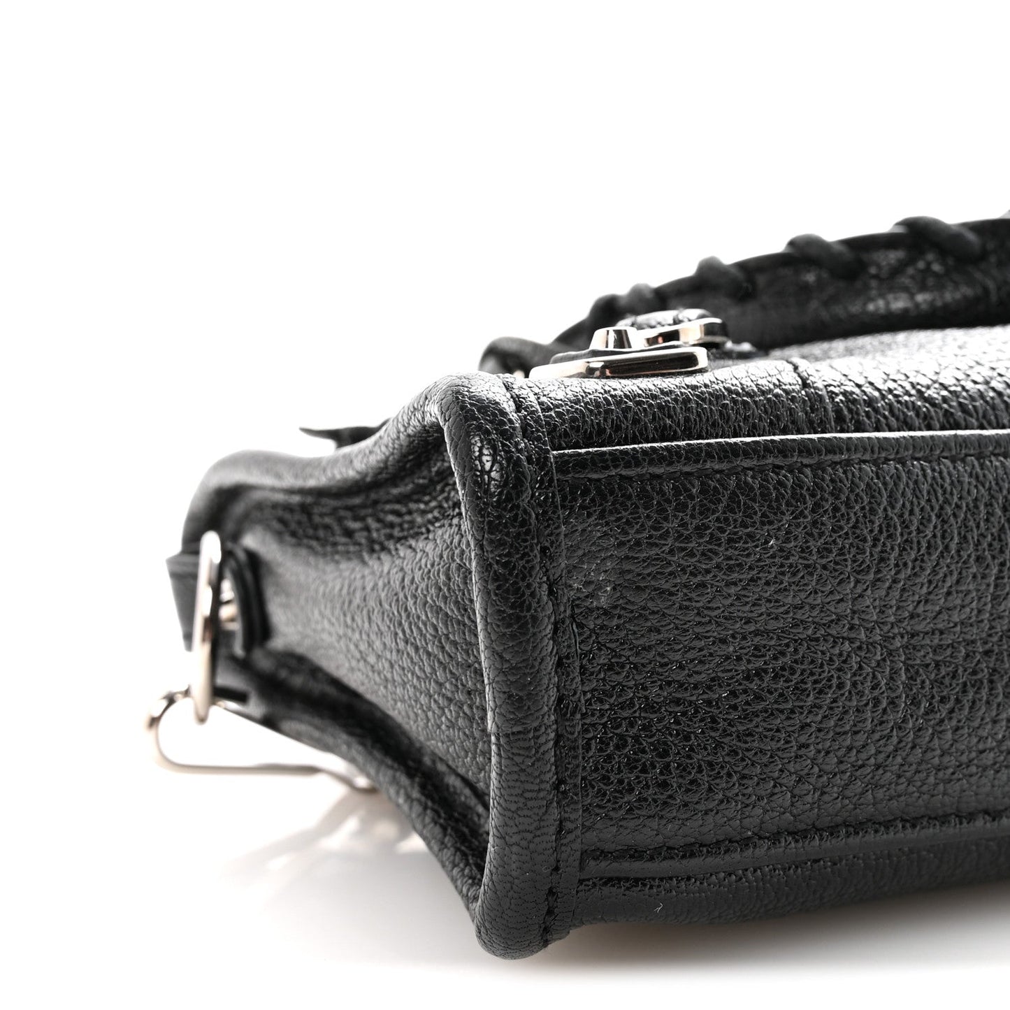 Chevre Silver Metallic Edge Hardware Nano City Black