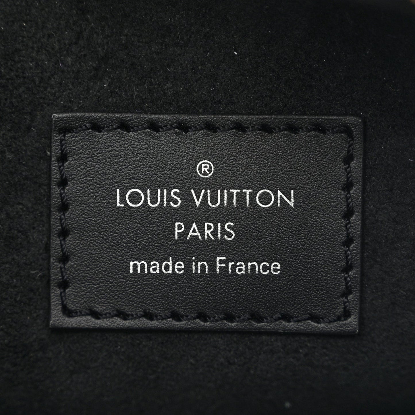 Calfskin Debossed Monogram Side Trunk Black
