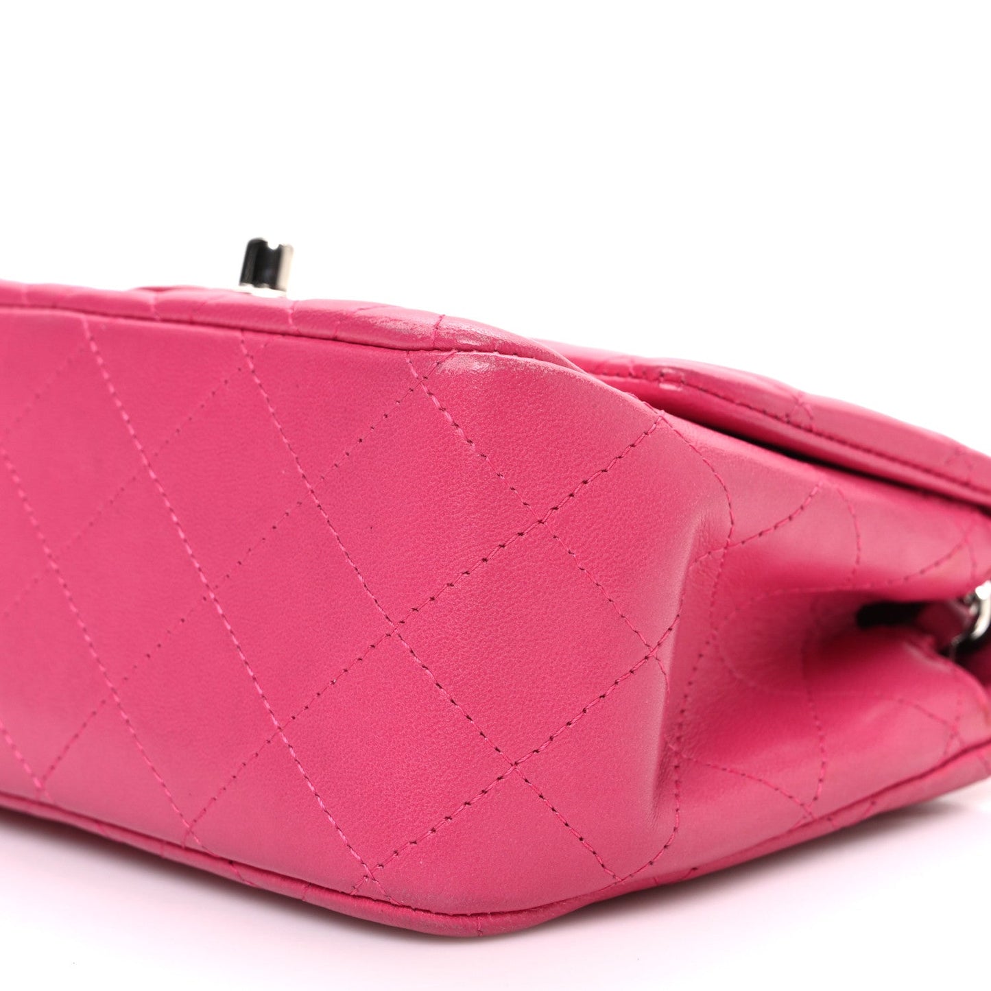 Lambskin Quilted Mini Square Flap Dark Pink