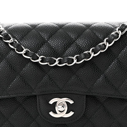 Caviar Quilted Small Double Flap Black