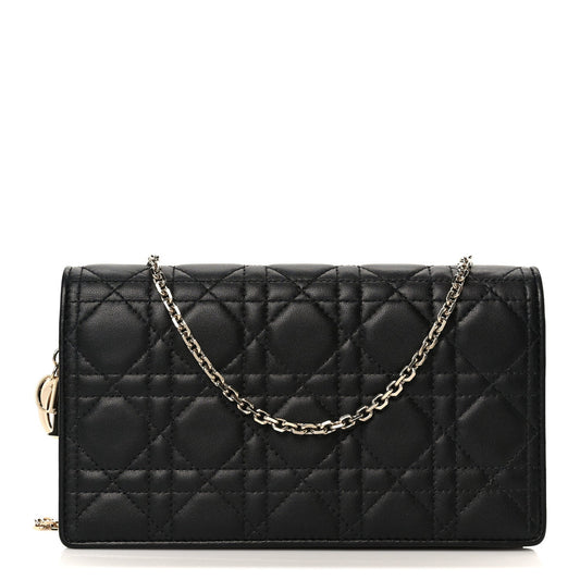 Lambskin Cannage Lady Dior Pouch Black