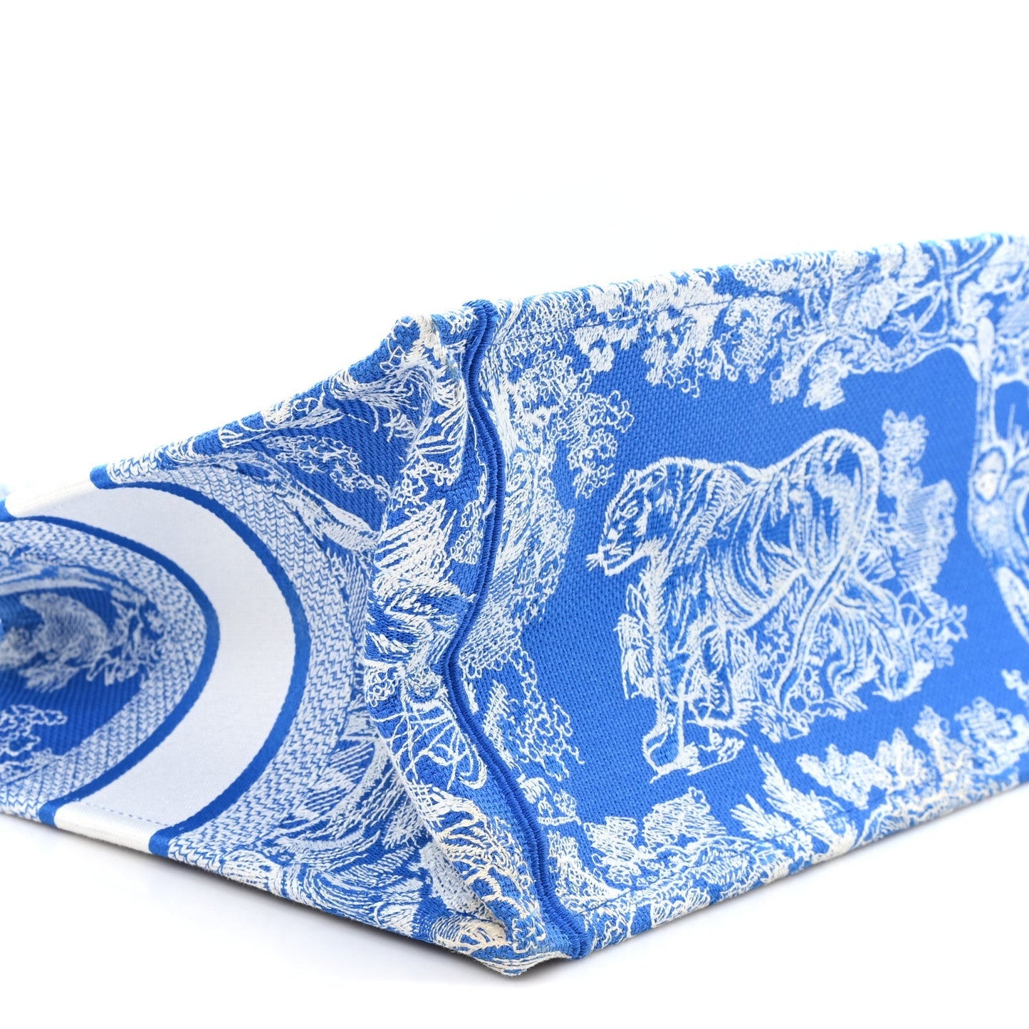 Canvas Embroidered Medium Dioriviera Toile De Jouy Book Tote Fluorescent Blue