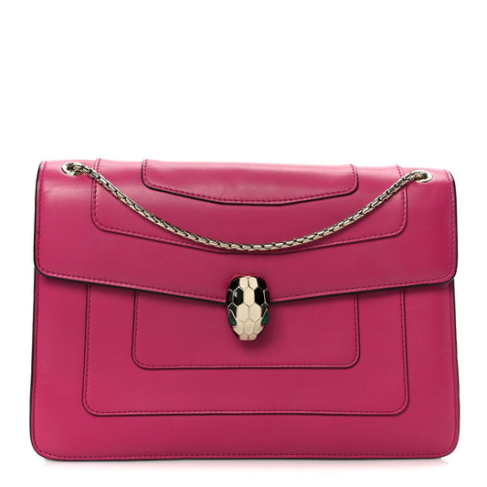 Calfskin Serpenti Forever Snake Strap Crossbody Bag Pink
