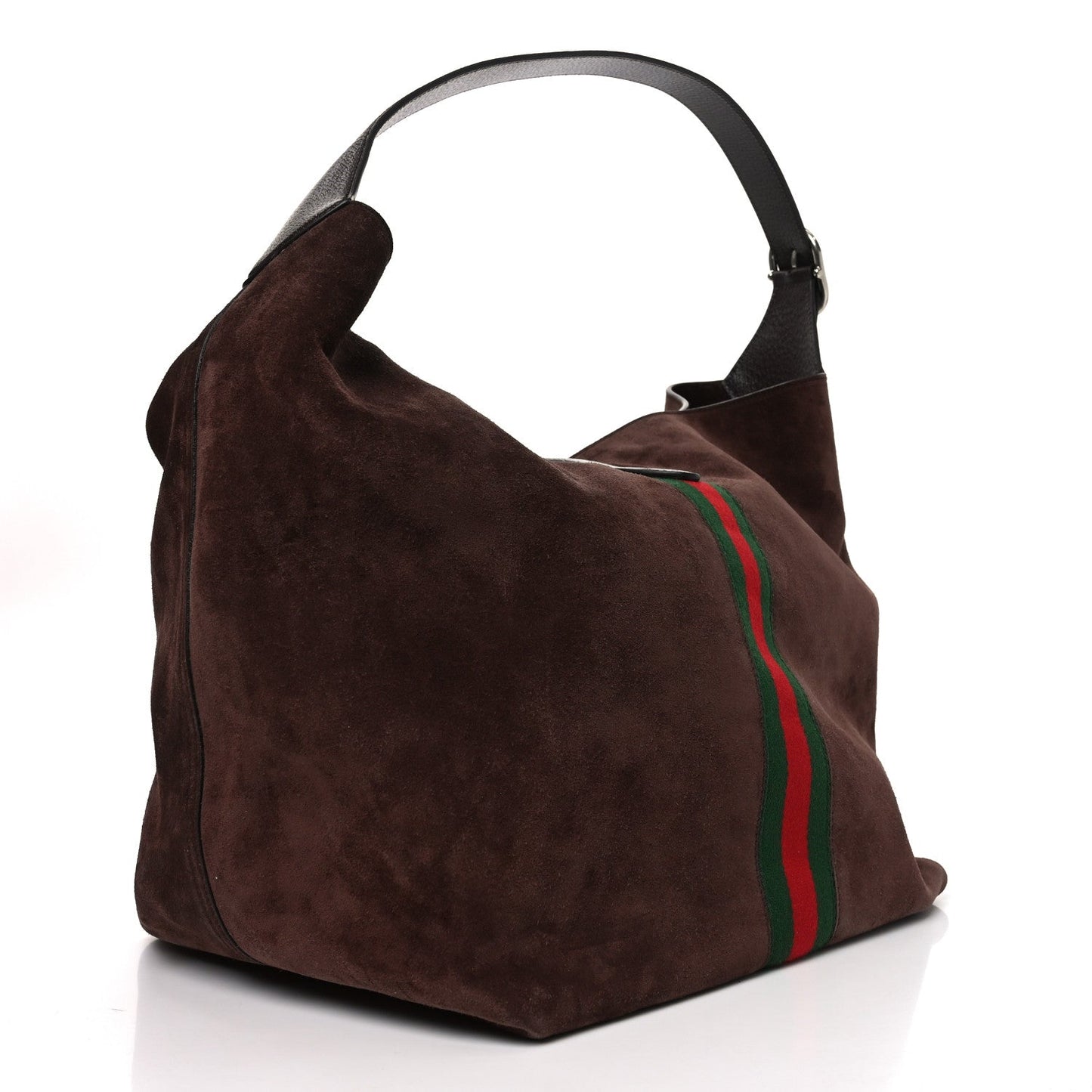 Suede Textured Dollar Calfskin Web Medium Jackie 1961 Crossbody Bag Brown