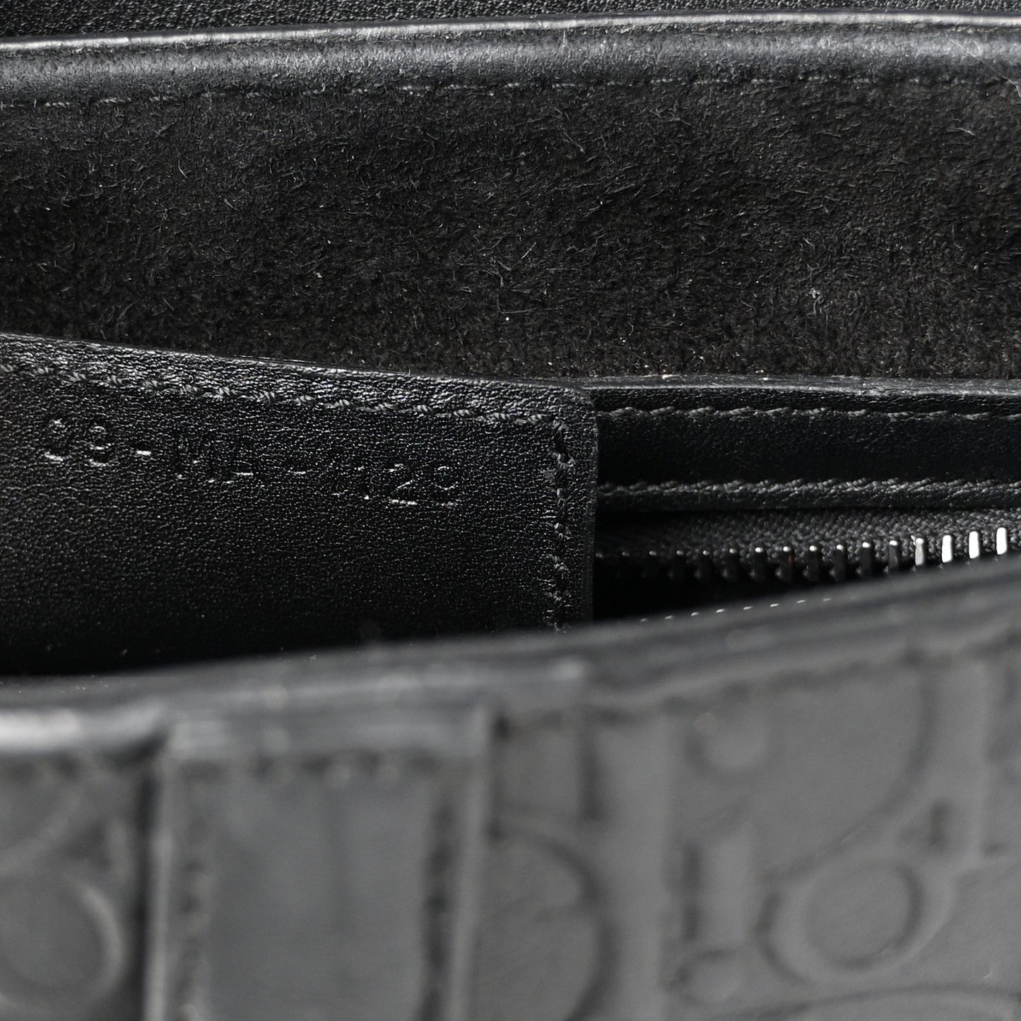 Calfskin Embossed Oblique Saddle Bag Black