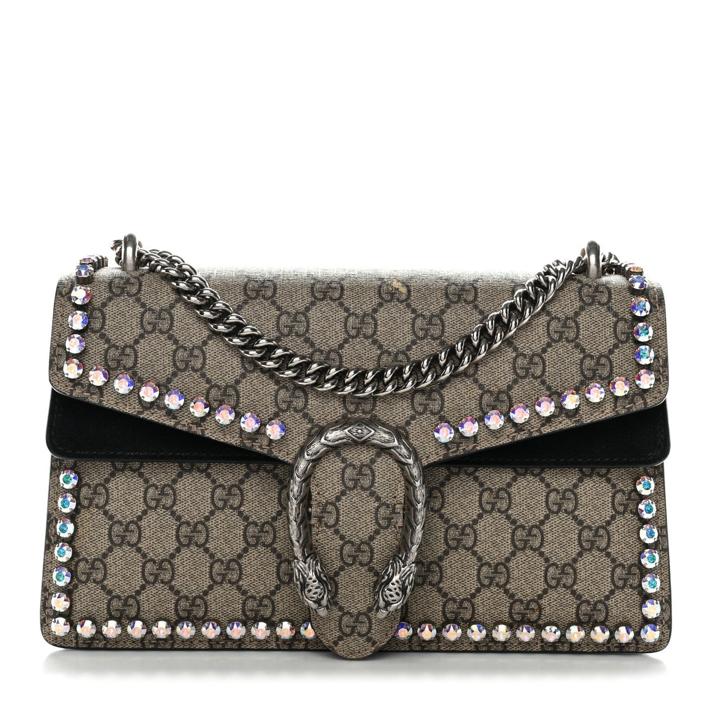 GG Supreme Monogram Crystal Small Dionysus Shoulder Bag Black