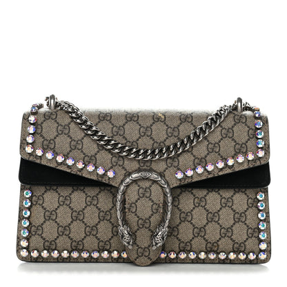 GG Supreme Monogram Crystal Small Dionysus Shoulder Bag Black