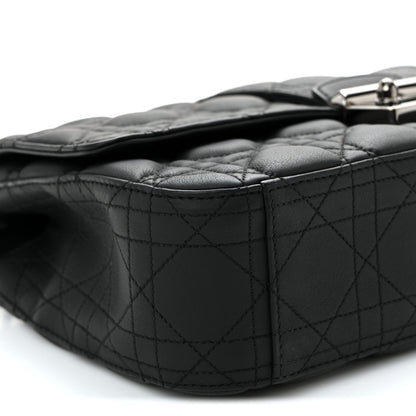 Ultra Matte Calfskin Cannage Medium Miss Dior Flap Black